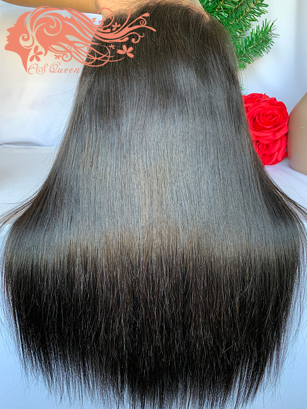 Csqueen Raw Straight hair 13*4 Transparent Lace Frontal WIG 100% Raw Hair 200%density - Click Image to Close